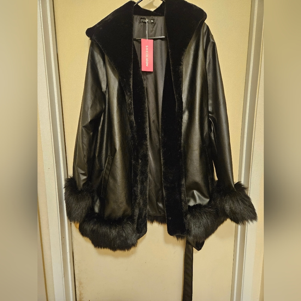 Faux Fur Lined Pleather Jacket